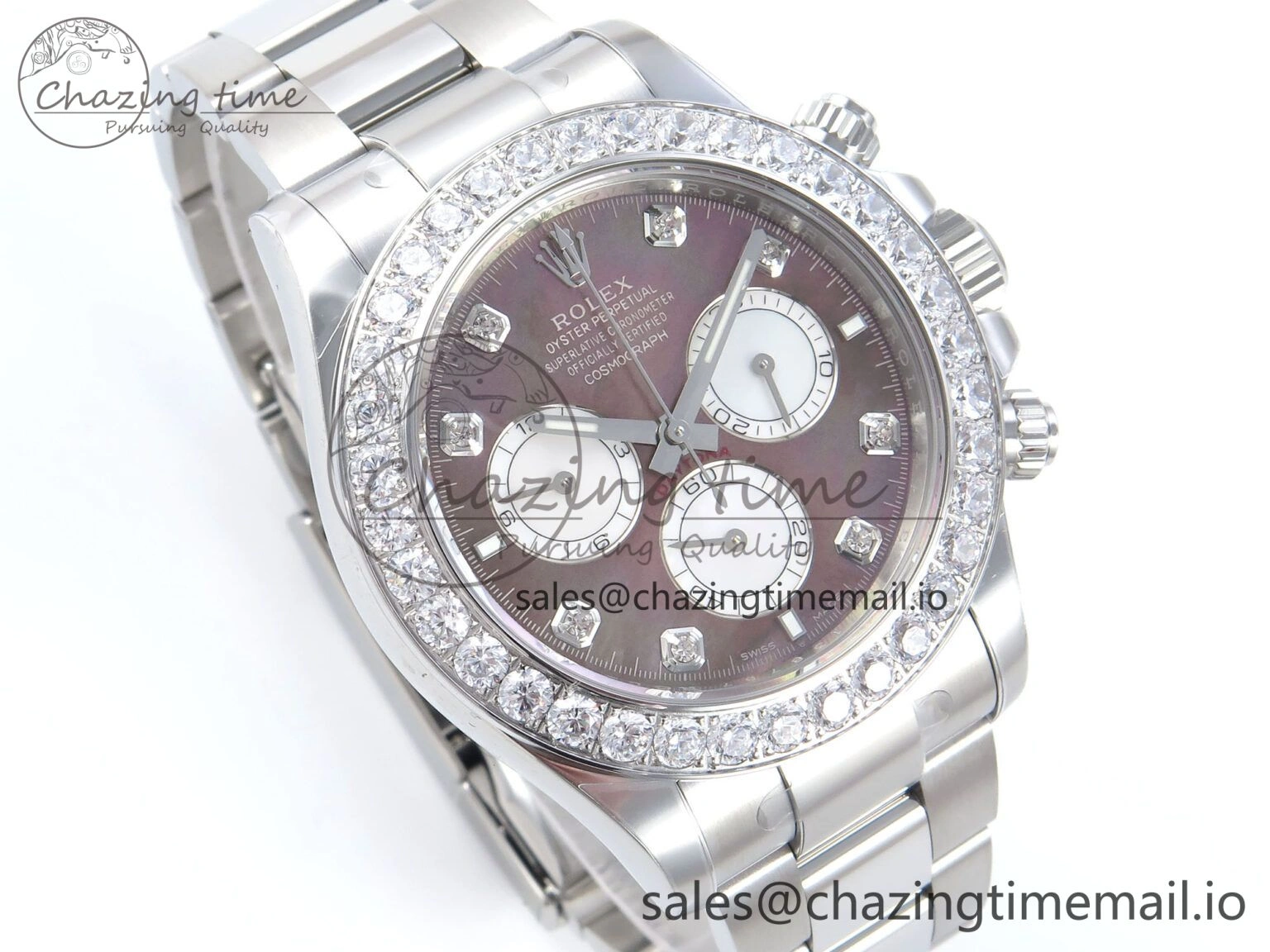 Durable Daytona 126579RBR EWEF 1:1 Best Edition 904L Steel Gray MOP Dial Diamonds Bezel on SS Bracelet SH 462