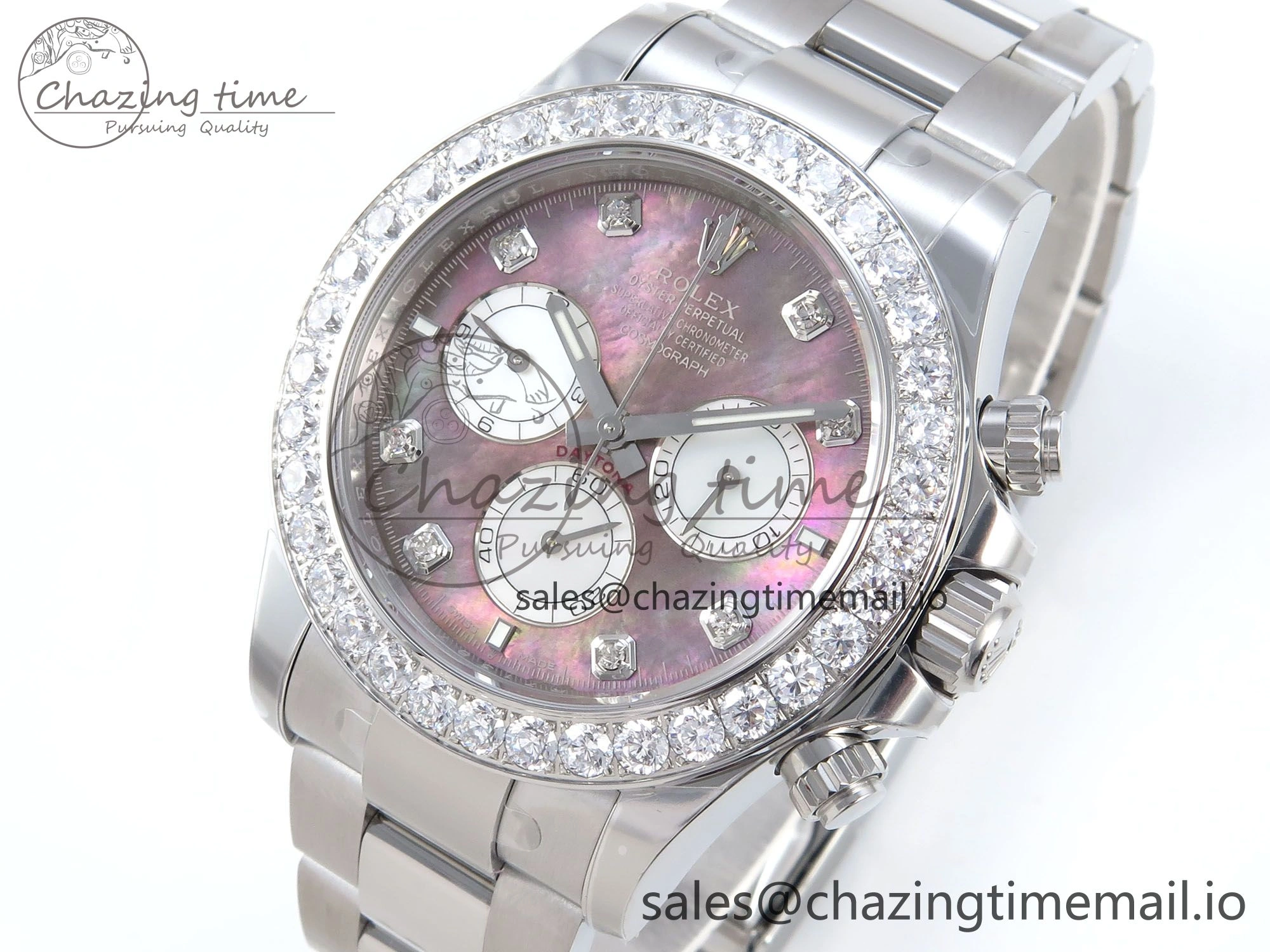 Durable Daytona 126579RBR EWEF 1:1 Best Edition 904L Steel Gray MOP Dial Diamonds Bezel on SS Bracelet SH 462