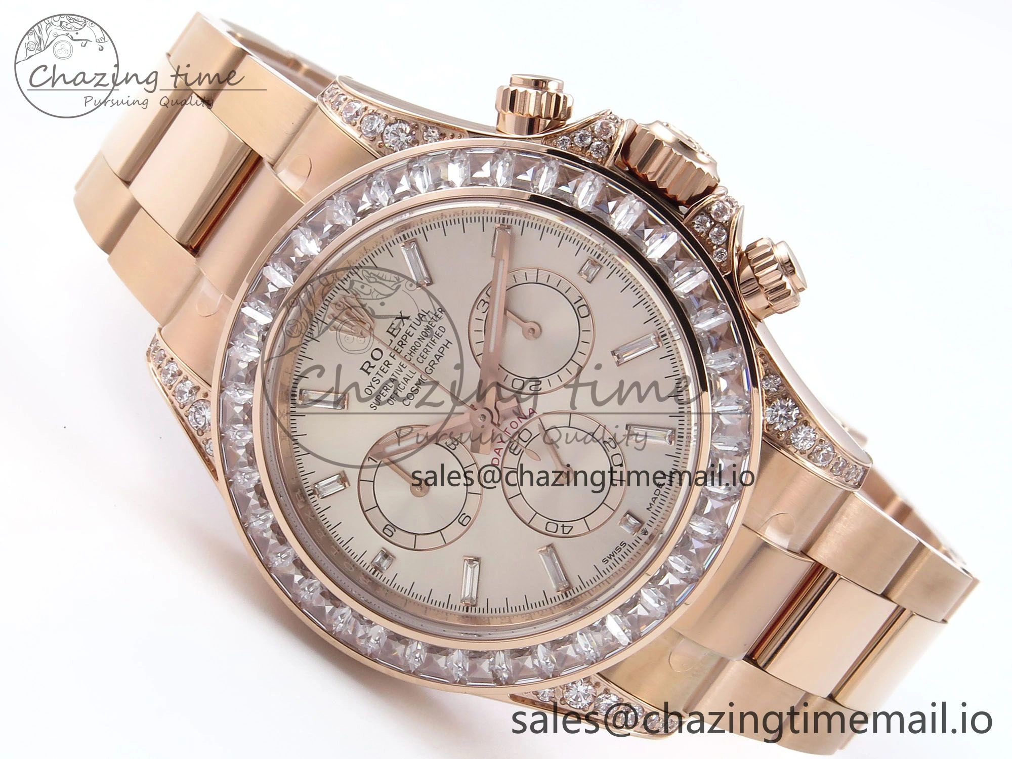 FastDry Daytona 126595TBR EWEF 1:1 Best Edition 904L Steel RG Crystal Dial Diamonds Bezel on RG Bracelet SH 469