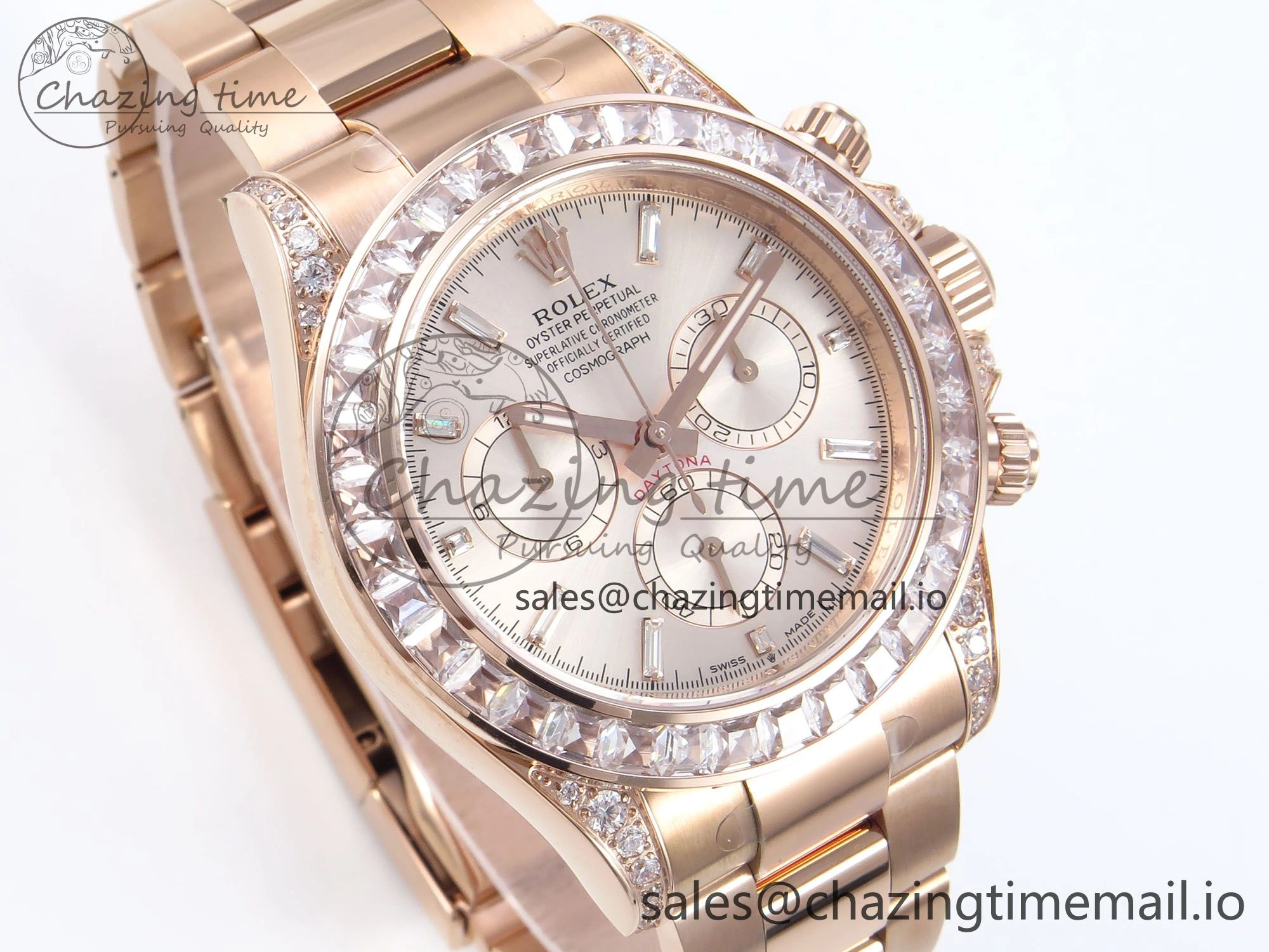 FastDry Daytona 126595TBR EWEF 1:1 Best Edition 904L Steel RG Crystal Dial Diamonds Bezel on RG Bracelet SH 469