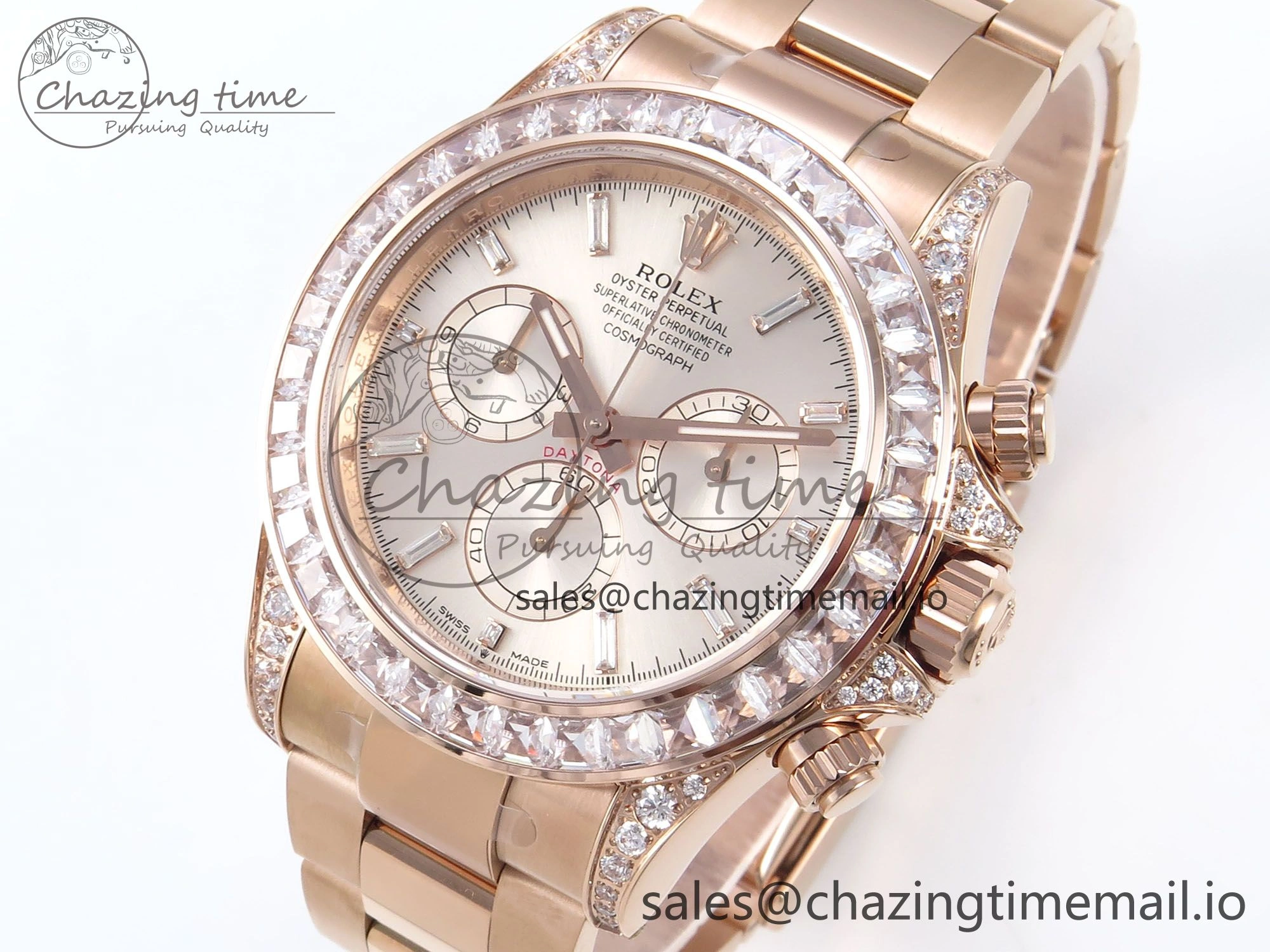 FastDry Daytona 126595TBR EWEF 1:1 Best Edition 904L Steel RG Crystal Dial Diamonds Bezel on RG Bracelet SH 469
