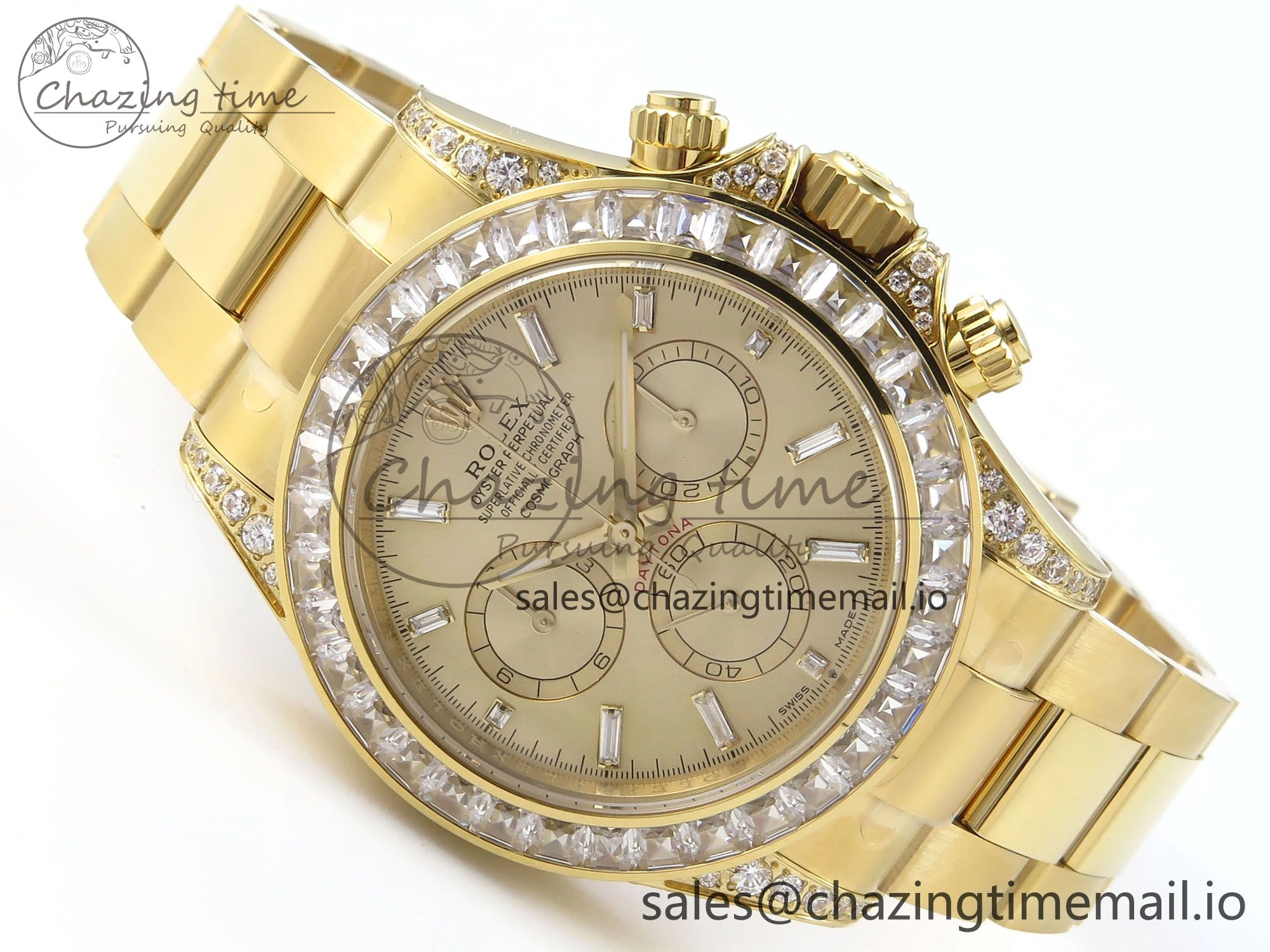 TechFriendly Daytona 126598TBR EWEF 1:1 Best Edition 904L Steel YG Crystal Dial Diamonds Bezel on YG Bracelet SH 464
