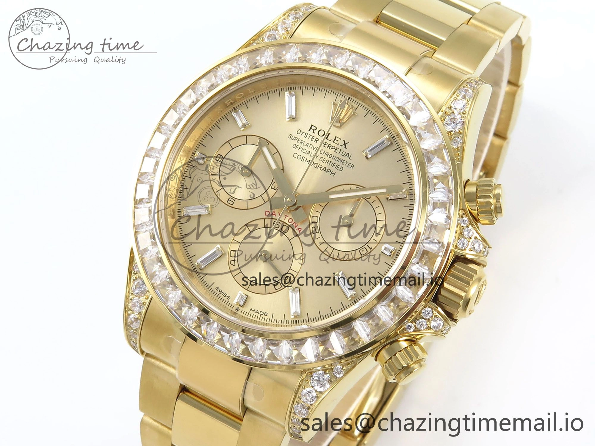 TechFriendly Daytona 126598TBR EWEF 1:1 Best Edition 904L Steel YG Crystal Dial Diamonds Bezel on YG Bracelet SH 464