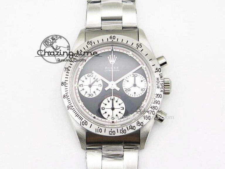 HighQuality Daytona 6263 Paul Newman Hand Wind Movement SS Venus 75 Black Dial 4050