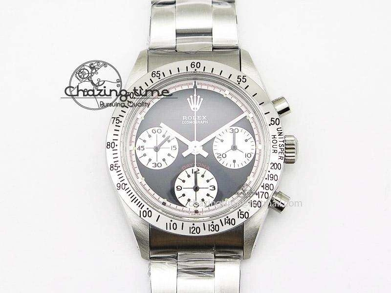 HighQuality Daytona 6263 Paul Newman Hand Wind Movement SS Venus 75 Black Dial 4050