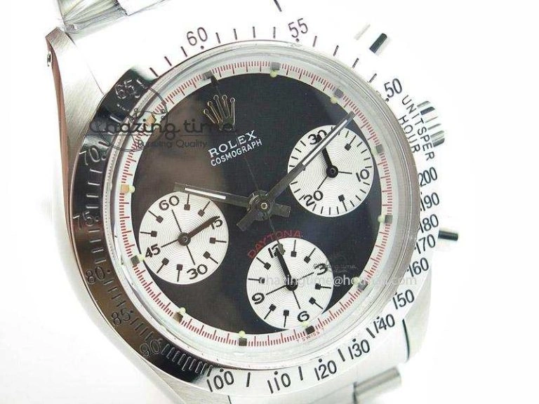 HighQuality Daytona 6263 Paul Newman Hand Wind Movement SS Venus 75 Black Dial 4050