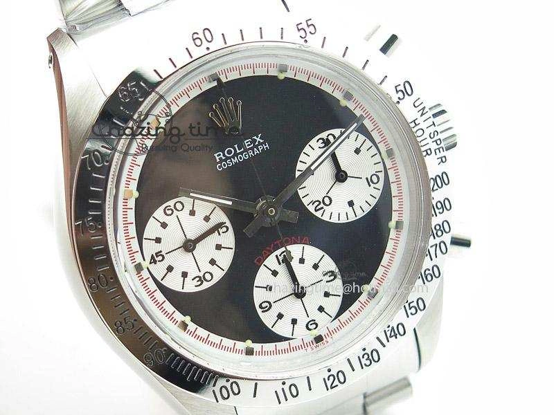 HighQuality Daytona 6263 Paul Newman Hand Wind Movement SS Venus 75 Black Dial 4050