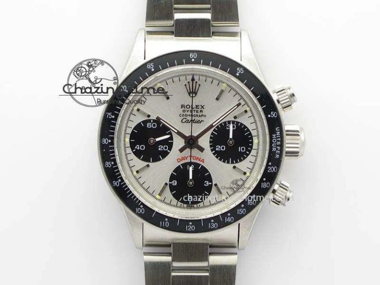 SportInspired Daytona 6263 SS White Black Dial Black Tachymeter Bezel On SS Bracelet Venus 3858