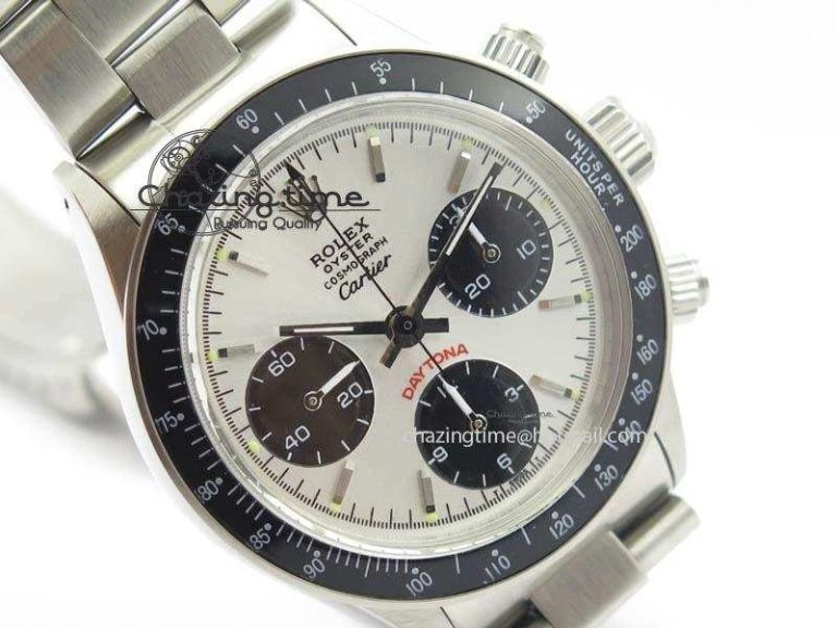 SportInspired Daytona 6263 SS White Black Dial Black Tachymeter Bezel On SS Bracelet Venus 3858
