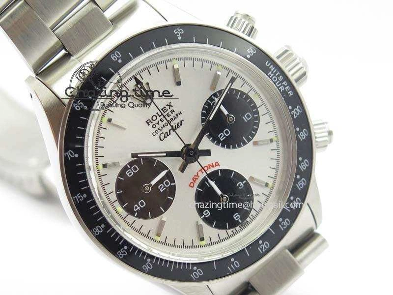 SportInspired Daytona 6263 SS White Black Dial Black Tachymeter Bezel On SS Bracelet Venus 3858
