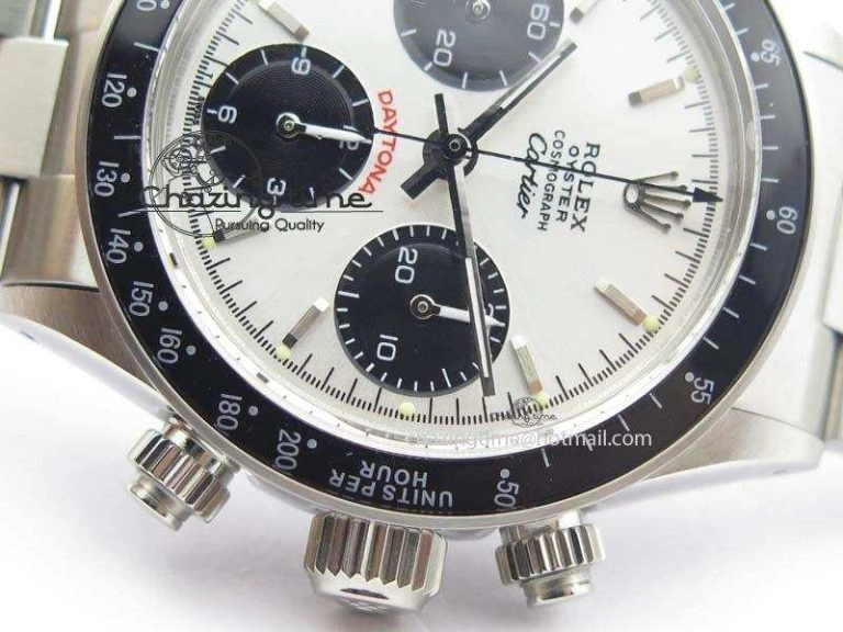 SportInspired Daytona 6263 SS White Black Dial Black Tachymeter Bezel On SS Bracelet Venus 3858