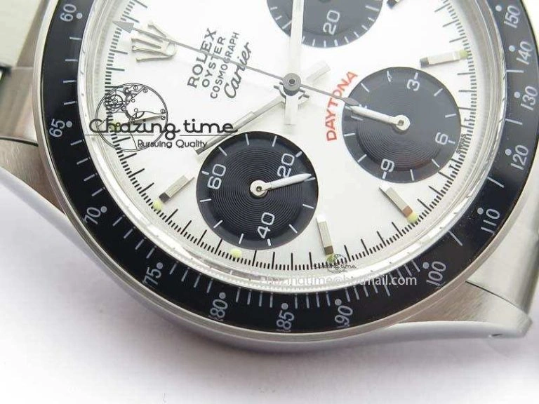 SportInspired Daytona 6263 SS White Black Dial Black Tachymeter Bezel On SS Bracelet Venus 3858