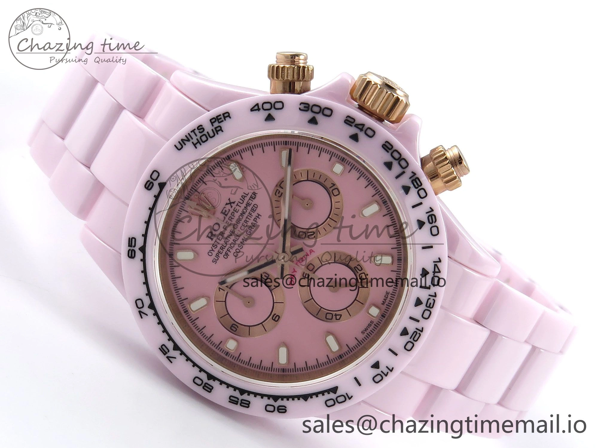 SmoothTexture Daytona AET Pink Ceramic Case and Bracelet Pink Dial N6F Best Edition SA 1194
