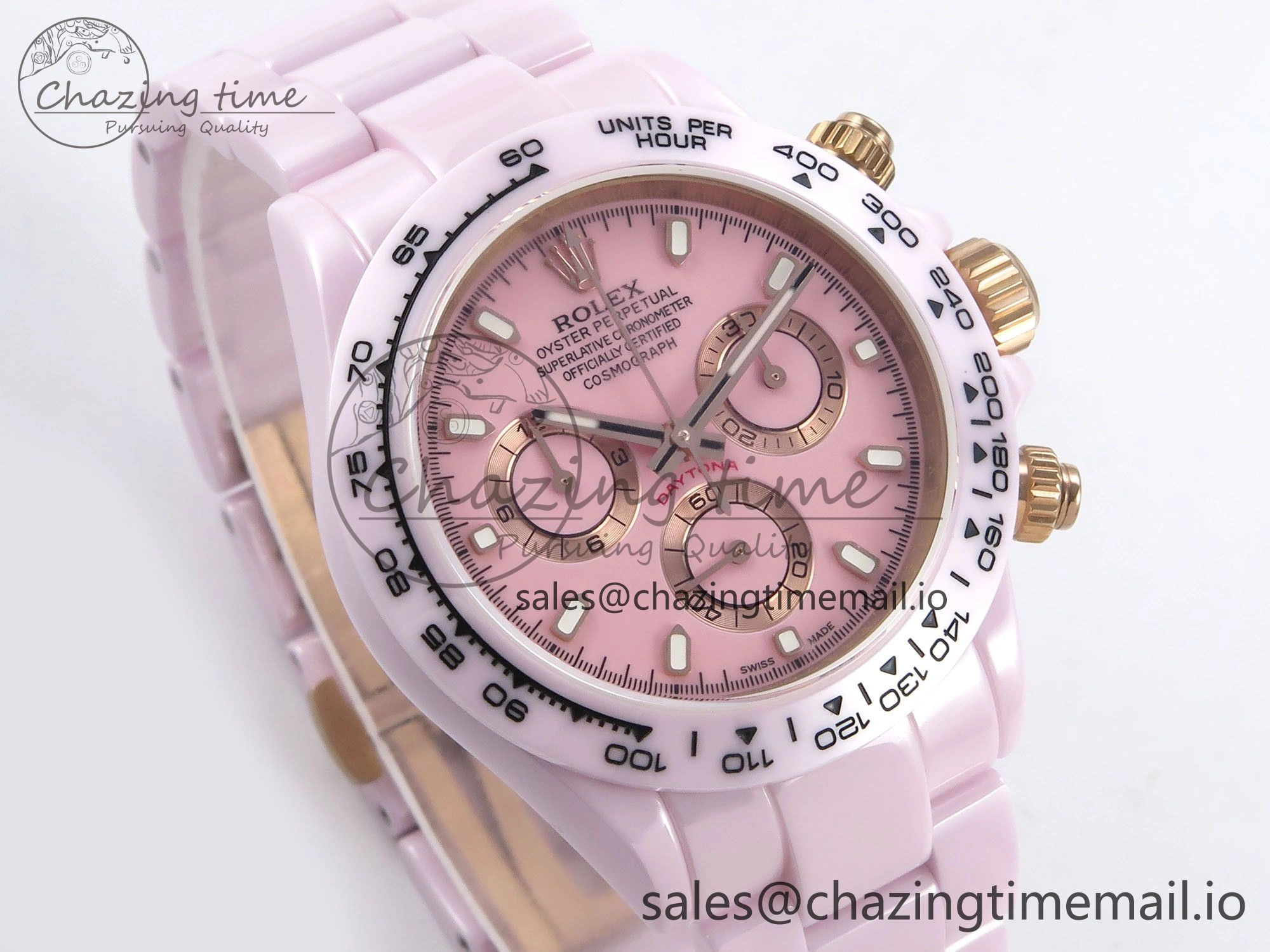 SmoothTexture Daytona AET Pink Ceramic Case and Bracelet Pink Dial N6F Best Edition SA 1194