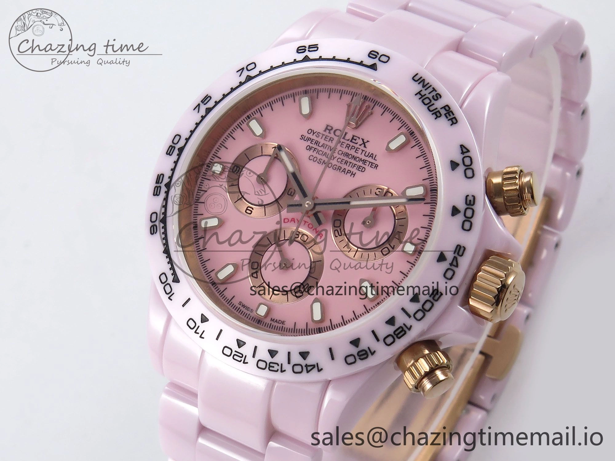 SmoothTexture Daytona AET Pink Ceramic Case and Bracelet Pink Dial N6F Best Edition SA 1194