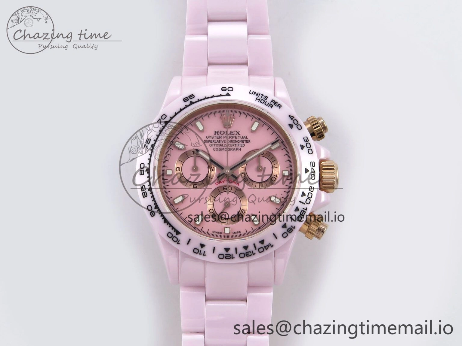 SmoothTexture Daytona AET Pink Ceramic Case and Bracelet Pink Dial N6F Best Edition SA 1194