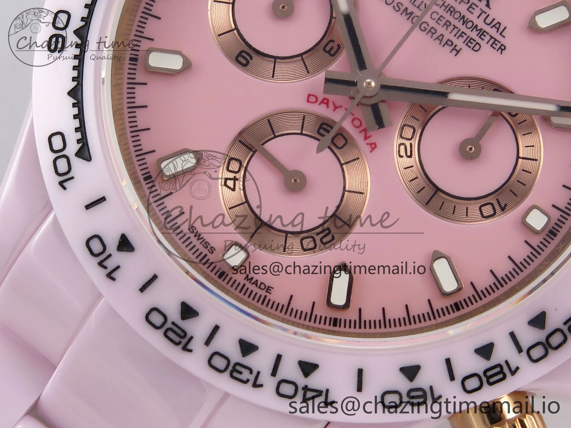 SmoothTexture Daytona AET Pink Ceramic Case and Bracelet Pink Dial N6F Best Edition SA 1194