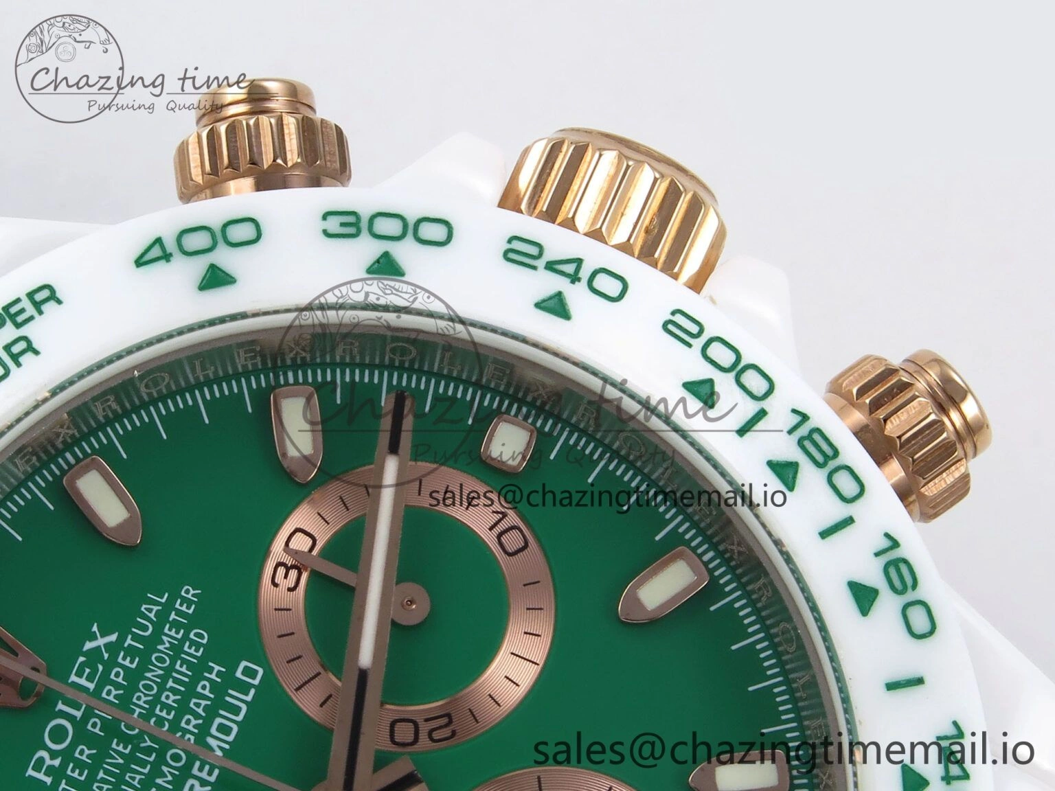 QuickDry Daytona AET White Ceramic Case and Bracelet Green Dial N6F Best Edition SA 1193