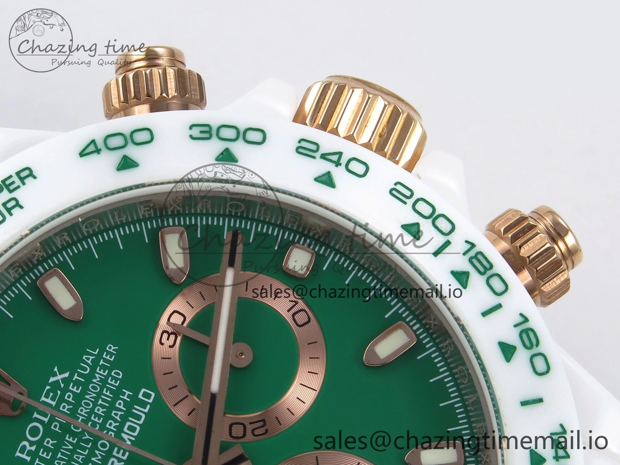 QuickDry Daytona AET White Ceramic Case and Bracelet Green Dial N6F Best Edition SA 1193