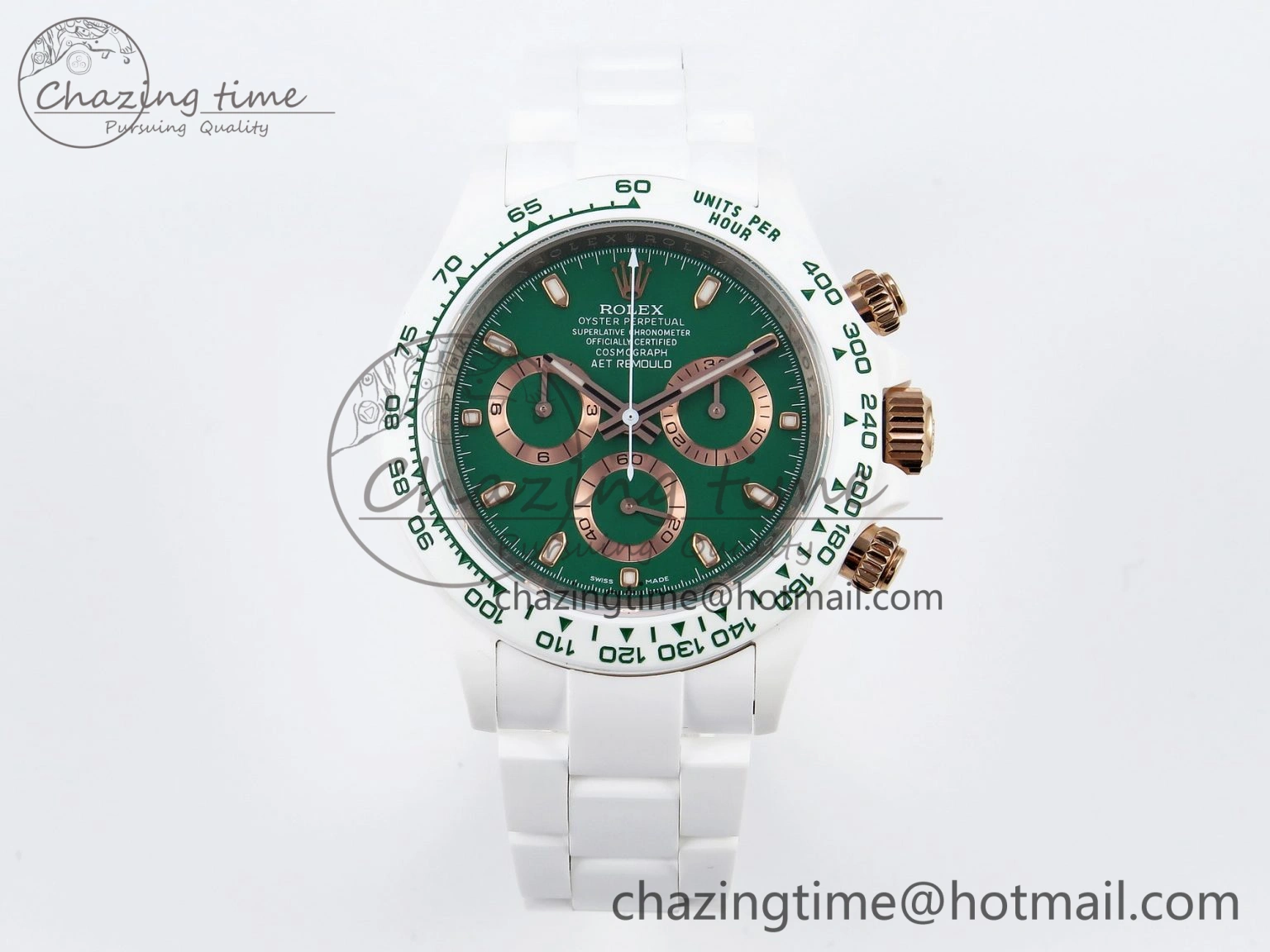 Daytona AET White Ceramic Case and Bracelet Green Dial SA4130 V Unisex 1891