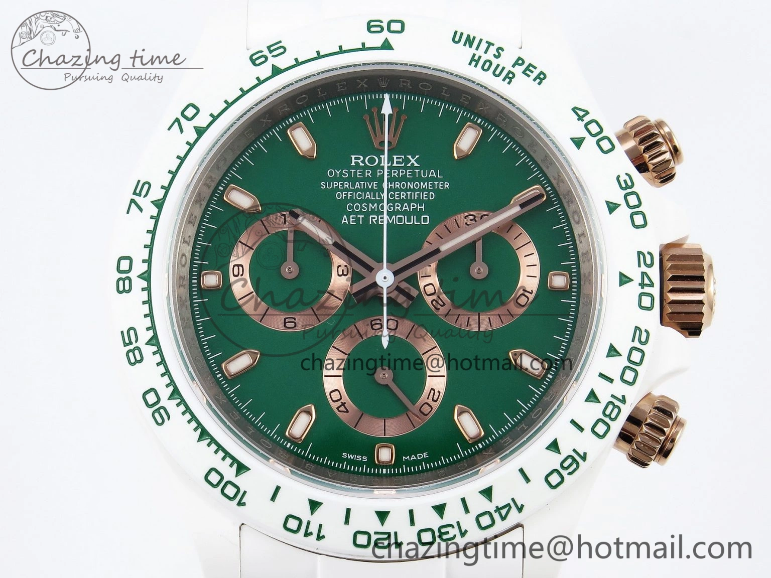 Daytona AET White Ceramic Case and Bracelet Green Dial SA4130 V Unisex 1891