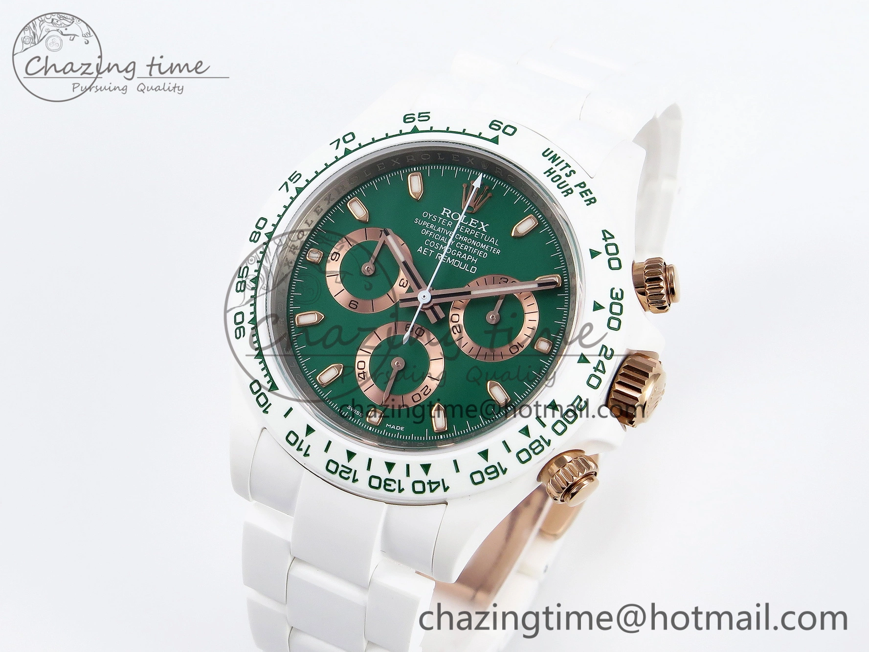 Daytona AET White Ceramic Case and Bracelet Green Dial SA4130 V Unisex 1891