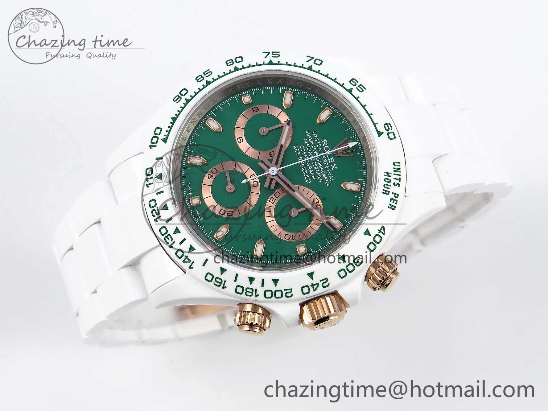 Daytona AET White Ceramic Case and Bracelet Green Dial SA4130 V Unisex 1891