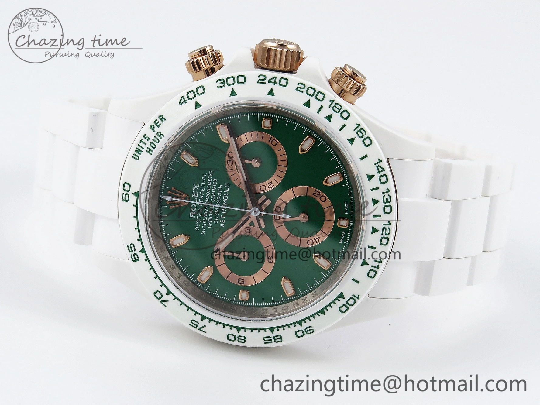 Daytona AET White Ceramic Case and Bracelet Green Dial SA4130 V Unisex 1891