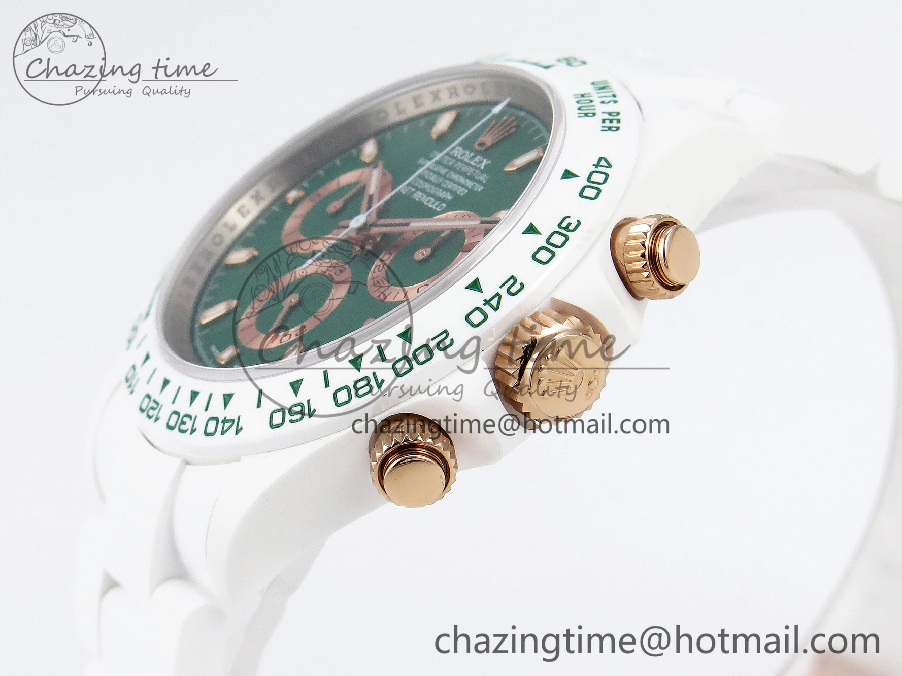 Daytona AET White Ceramic Case and Bracelet Green Dial SA4130 V Unisex 1891