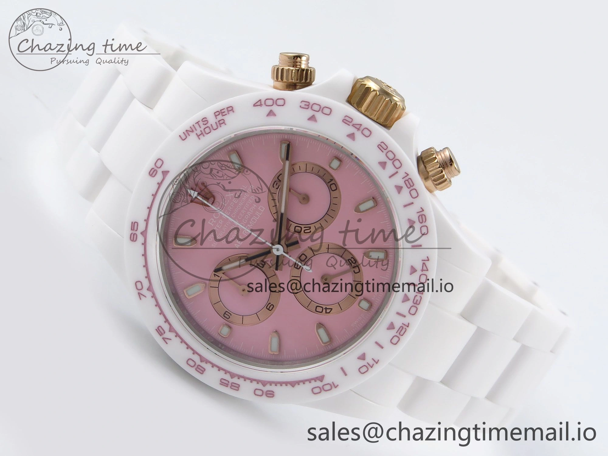 Daytona AET White Ceramic Case and Bracelet Pink Dial N6F Best Edition SA SoftTouch 1196