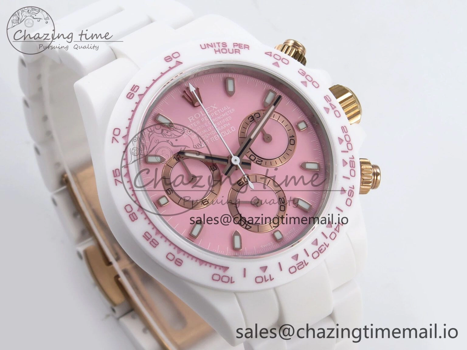 Daytona AET White Ceramic Case and Bracelet Pink Dial N6F Best Edition SA SoftTouch 1196