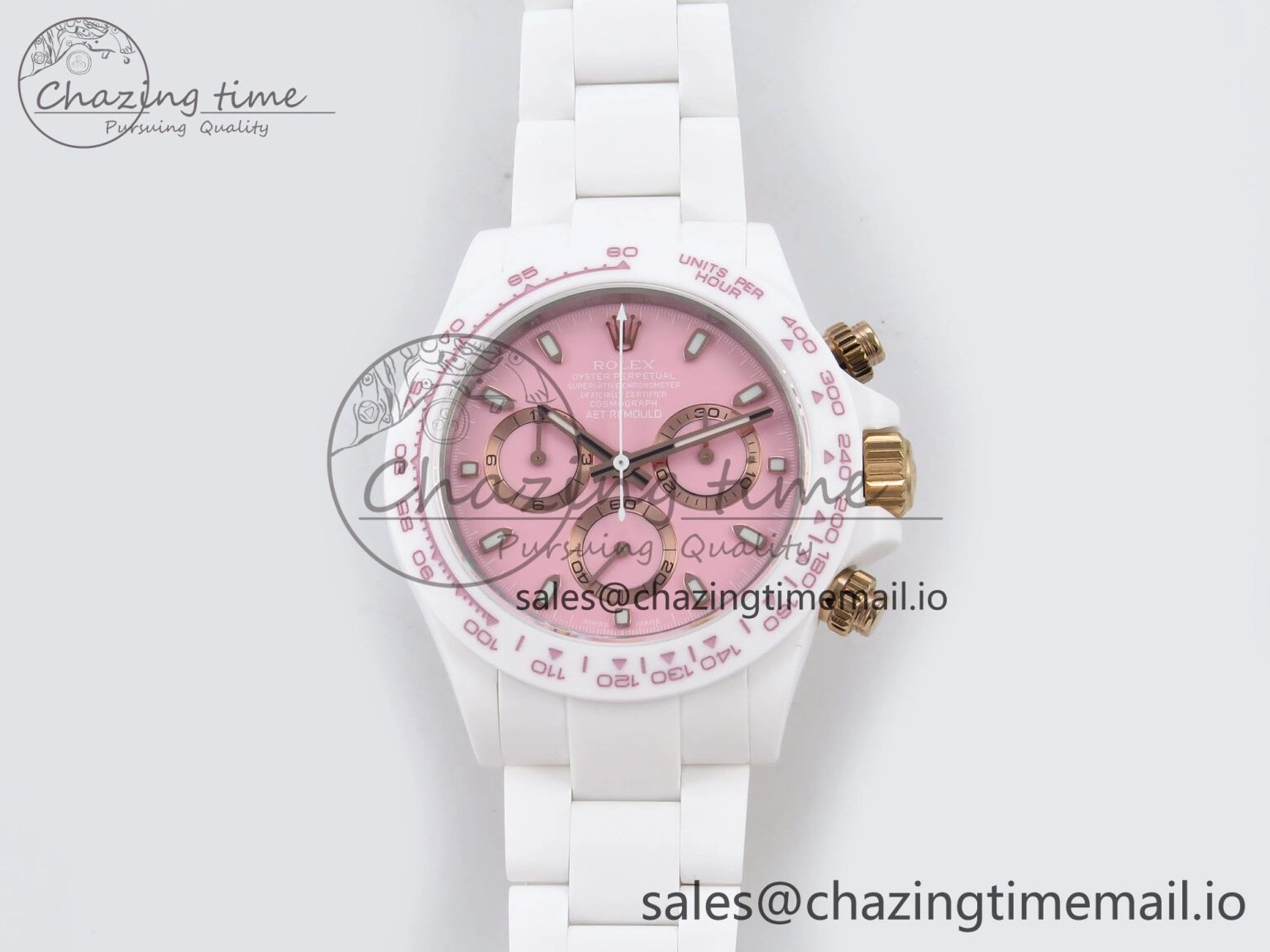 Daytona AET White Ceramic Case and Bracelet Pink Dial N6F Best Edition SA SoftTouch 1196