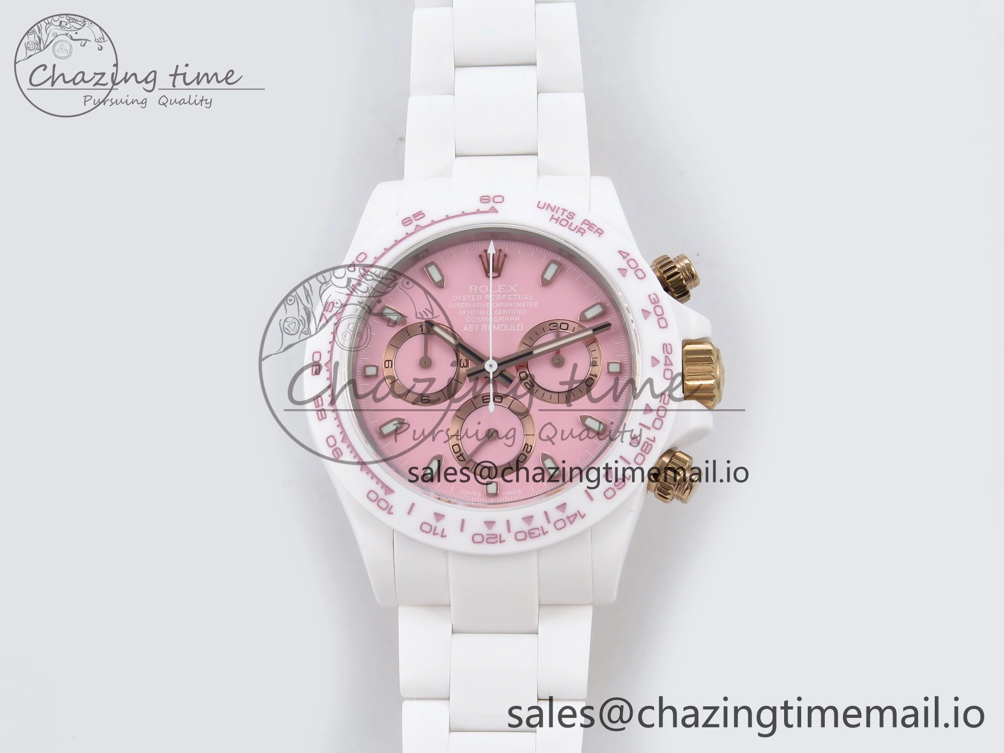 Daytona AET White Ceramic Case and Bracelet Pink Dial N6F Best Edition SA SoftTouch 1196
