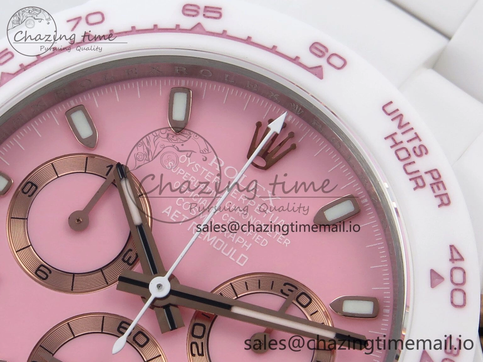 Daytona AET White Ceramic Case and Bracelet Pink Dial N6F Best Edition SA SoftTouch 1196