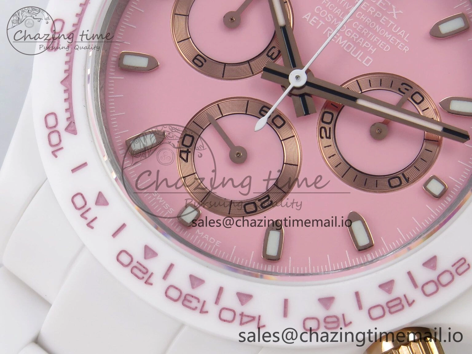 Daytona AET White Ceramic Case and Bracelet Pink Dial N6F Best Edition SA SoftTouch 1196