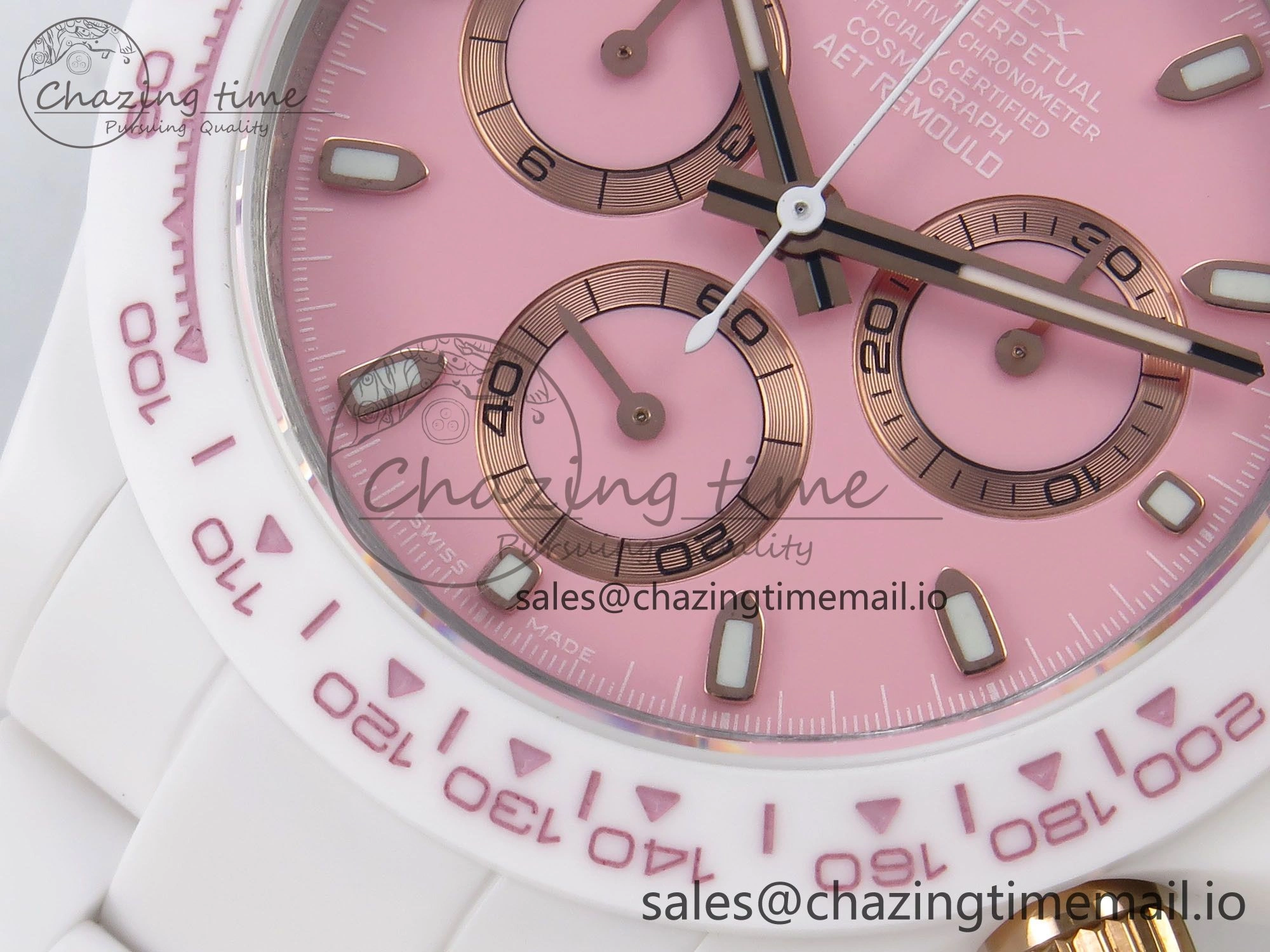 Daytona AET White Ceramic Case and Bracelet Pink Dial N6F Best Edition SA SoftTouch 1196