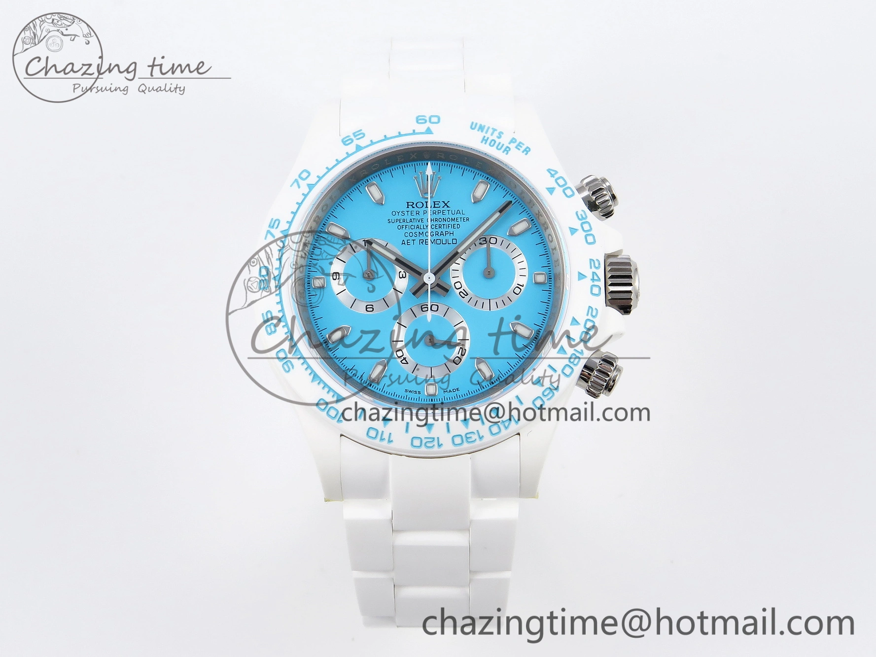 Daytona AET White Ceramic Case and Bracelet Tiffany Blue Dial SA4130 V Flexible 1889