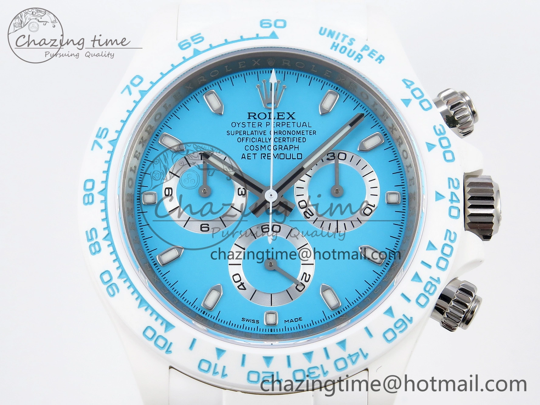Daytona AET White Ceramic Case and Bracelet Tiffany Blue Dial SA4130 V Flexible 1889