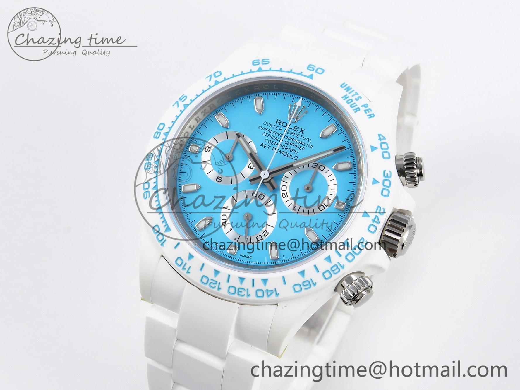 Daytona AET White Ceramic Case and Bracelet Tiffany Blue Dial SA4130 V Flexible 1889