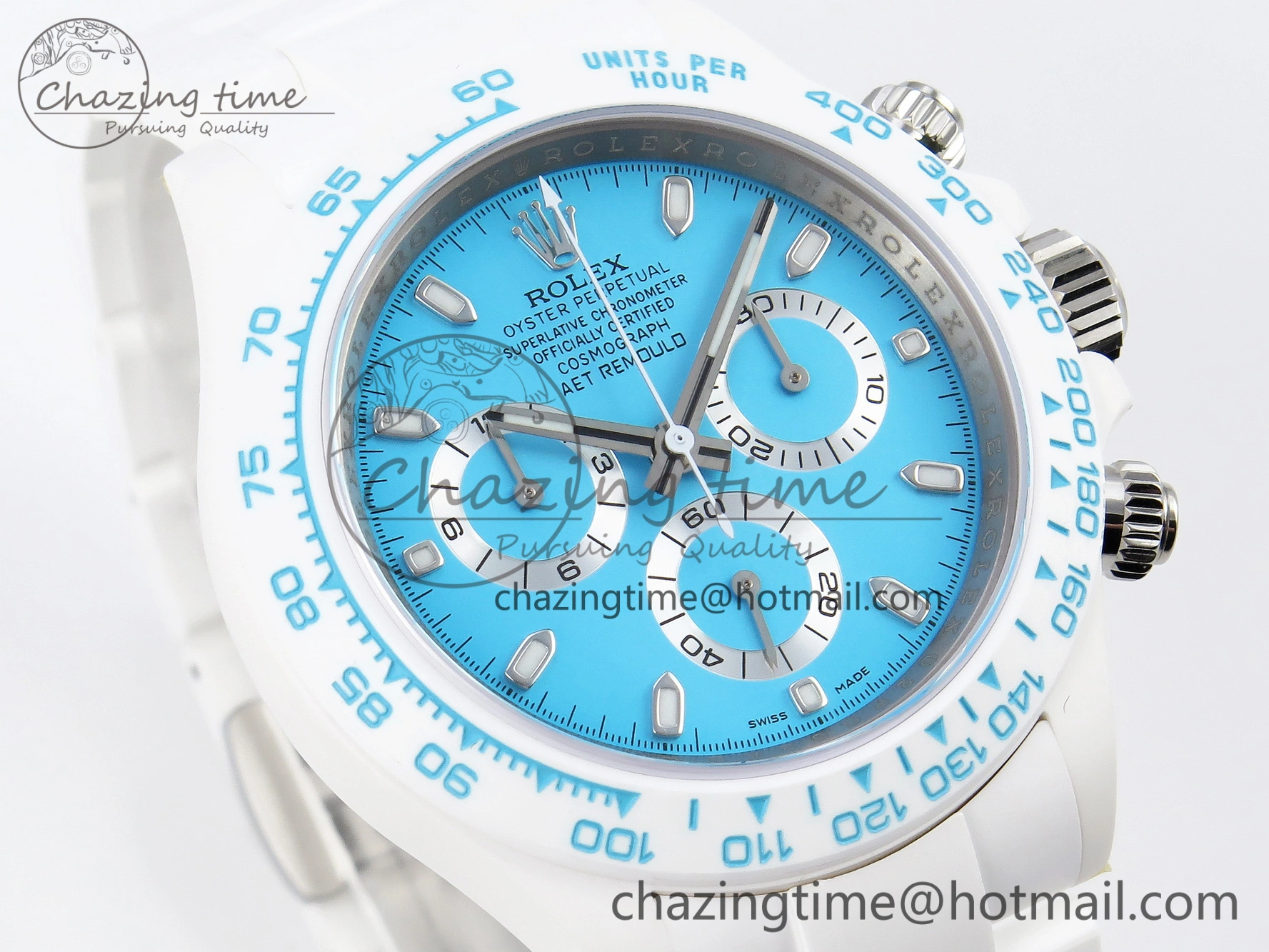 Daytona AET White Ceramic Case and Bracelet Tiffany Blue Dial SA4130 V Flexible 1889