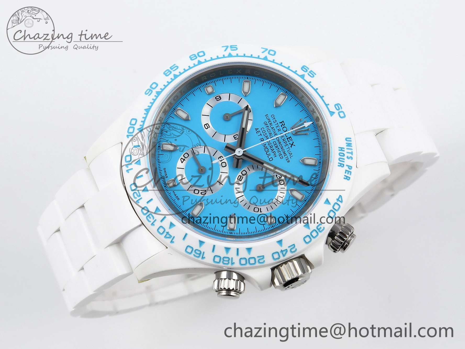 Daytona AET White Ceramic Case and Bracelet Tiffany Blue Dial SA4130 V Flexible 1889