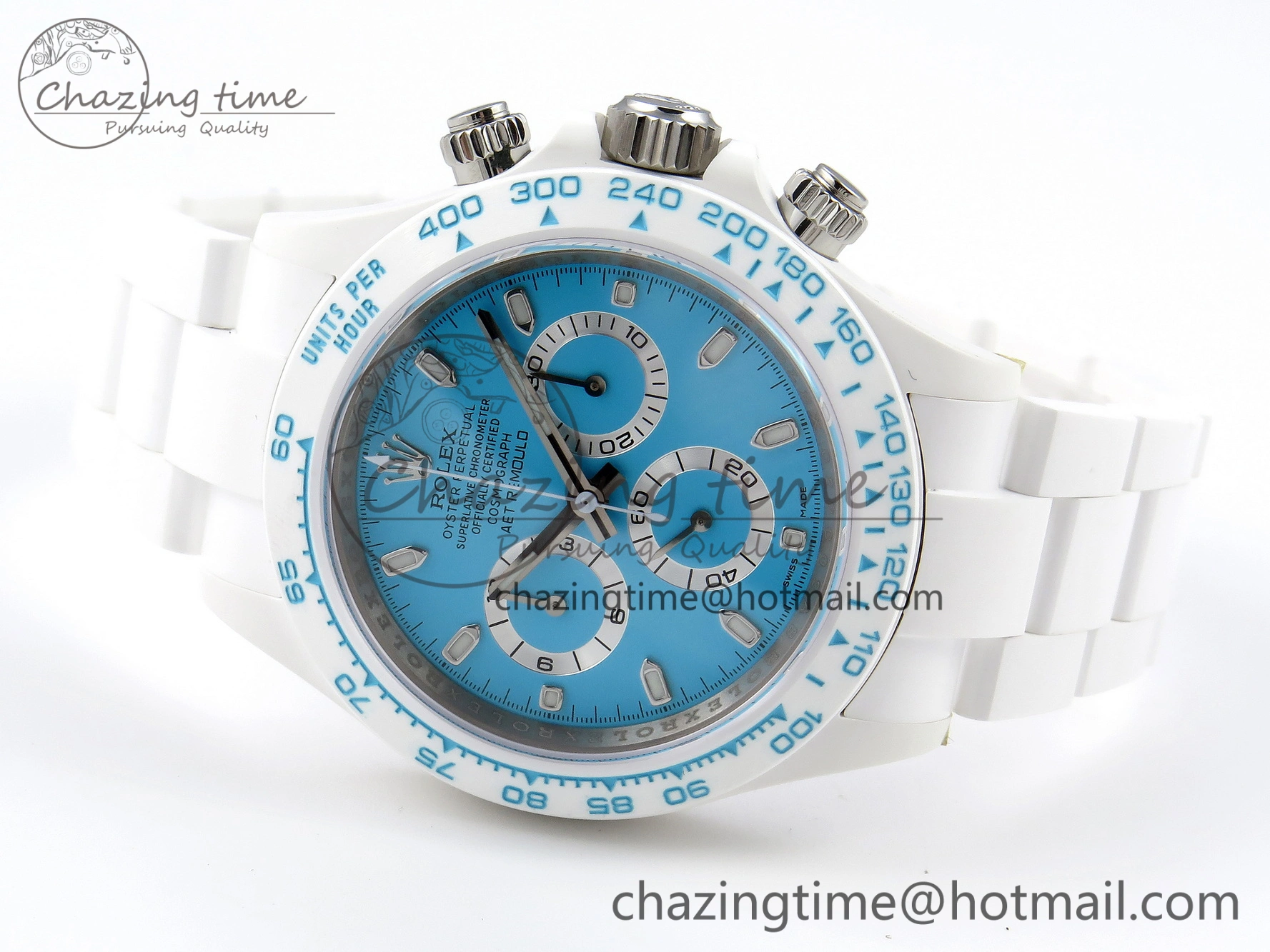Daytona AET White Ceramic Case and Bracelet Tiffany Blue Dial SA4130 V Flexible 1889