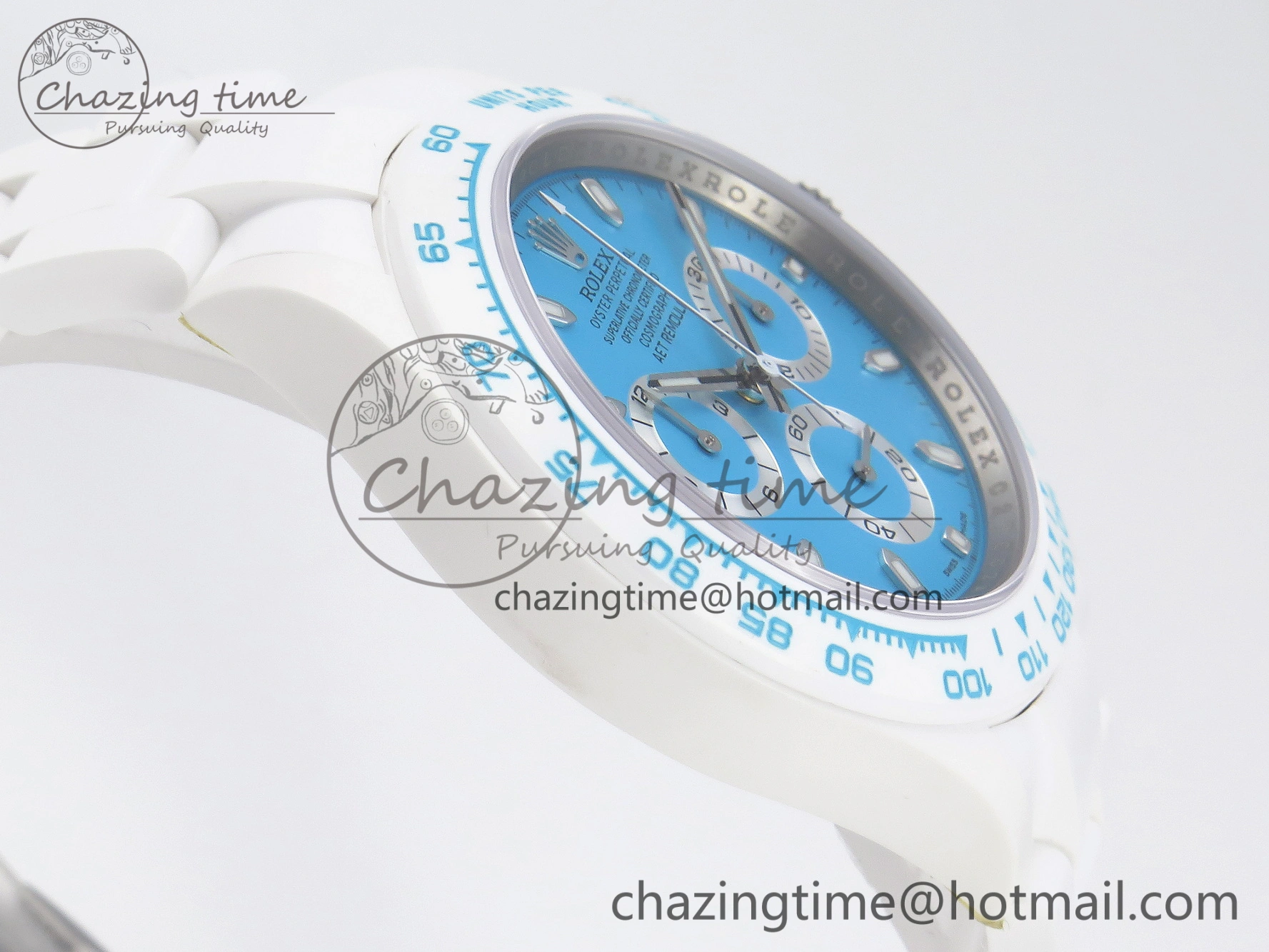 Daytona AET White Ceramic Case and Bracelet Tiffany Blue Dial SA4130 V Flexible 1889