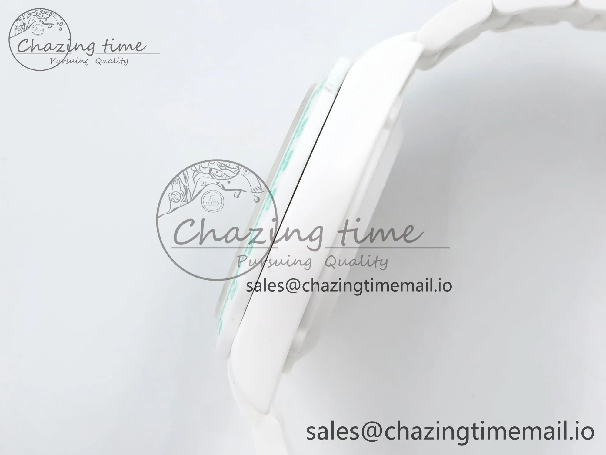 Stylish Daytona AET White Solid Ceramic Case and Bracelet Avocado Green Dial N6F 1:1 Best Edition DD 1172