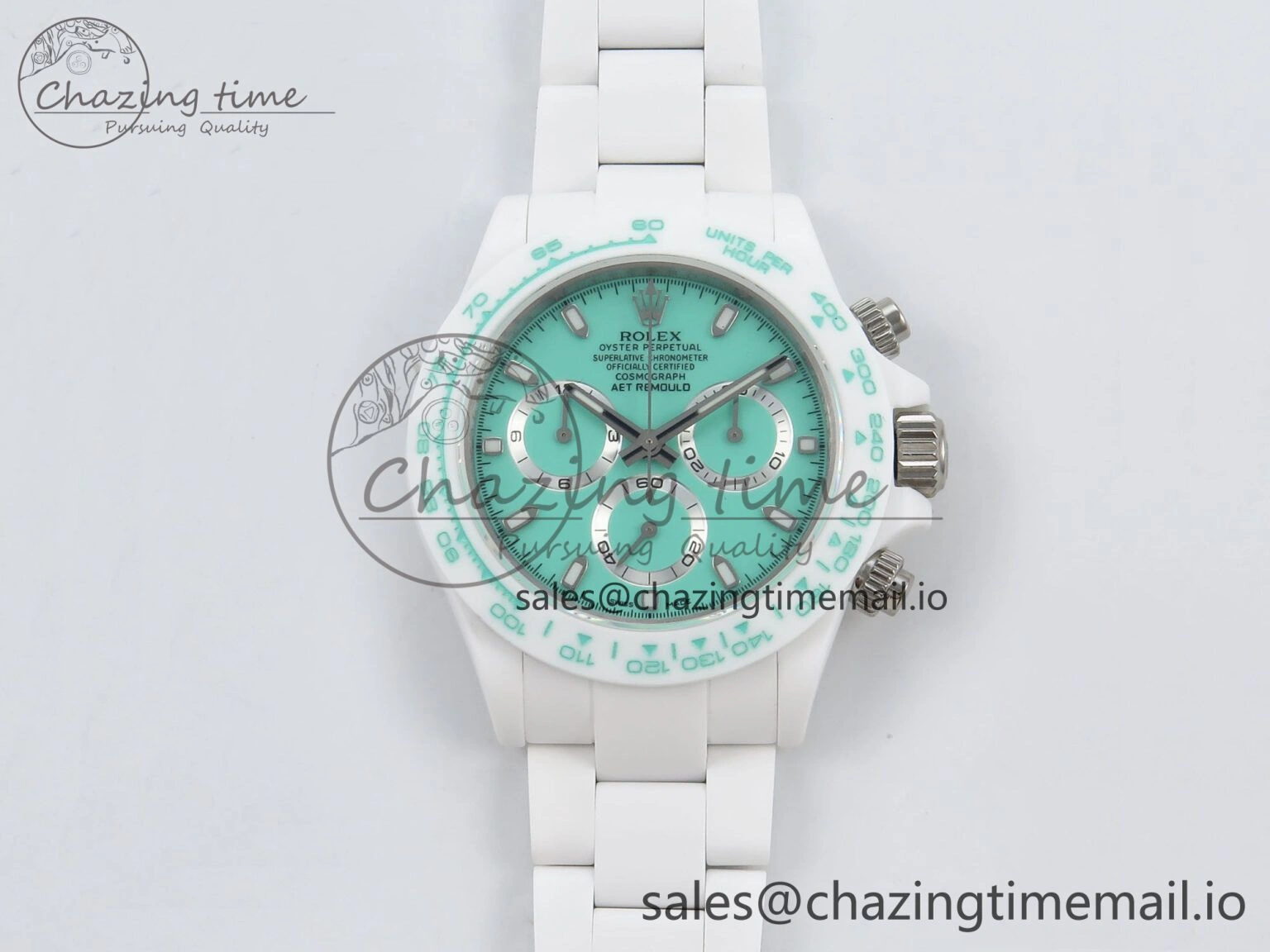Stylish Daytona AET White Solid Ceramic Case and Bracelet Avocado Green Dial N6F 1:1 Best Edition DD 1172