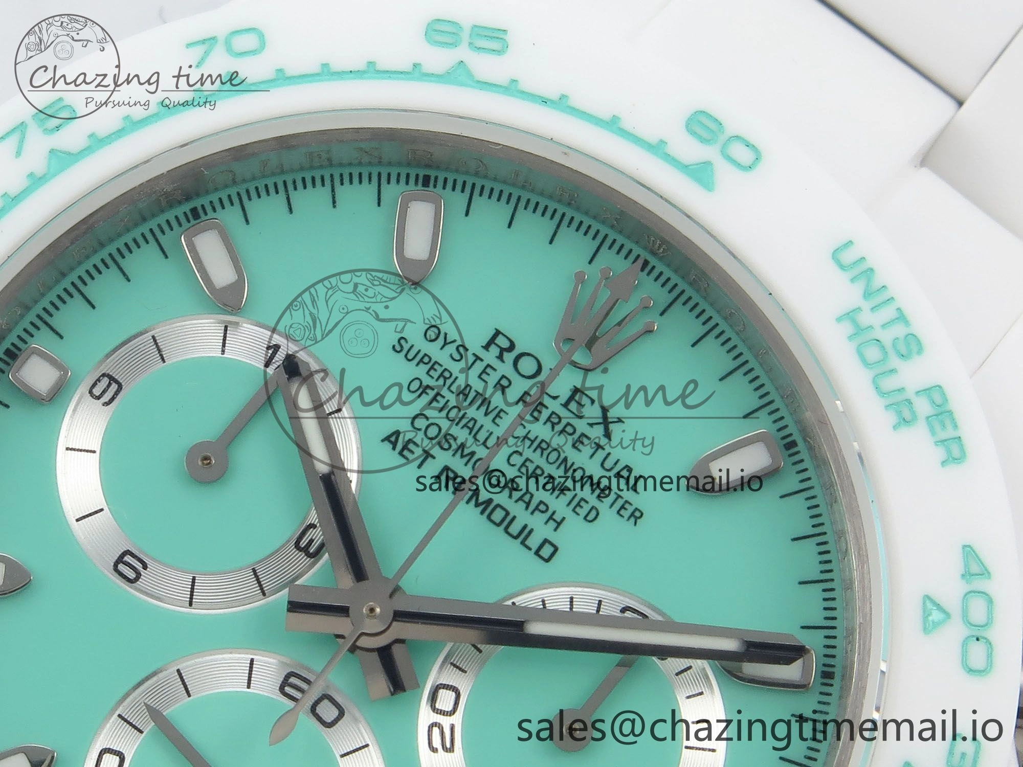Stylish Daytona AET White Solid Ceramic Case and Bracelet Avocado Green Dial N6F 1:1 Best Edition DD 1172