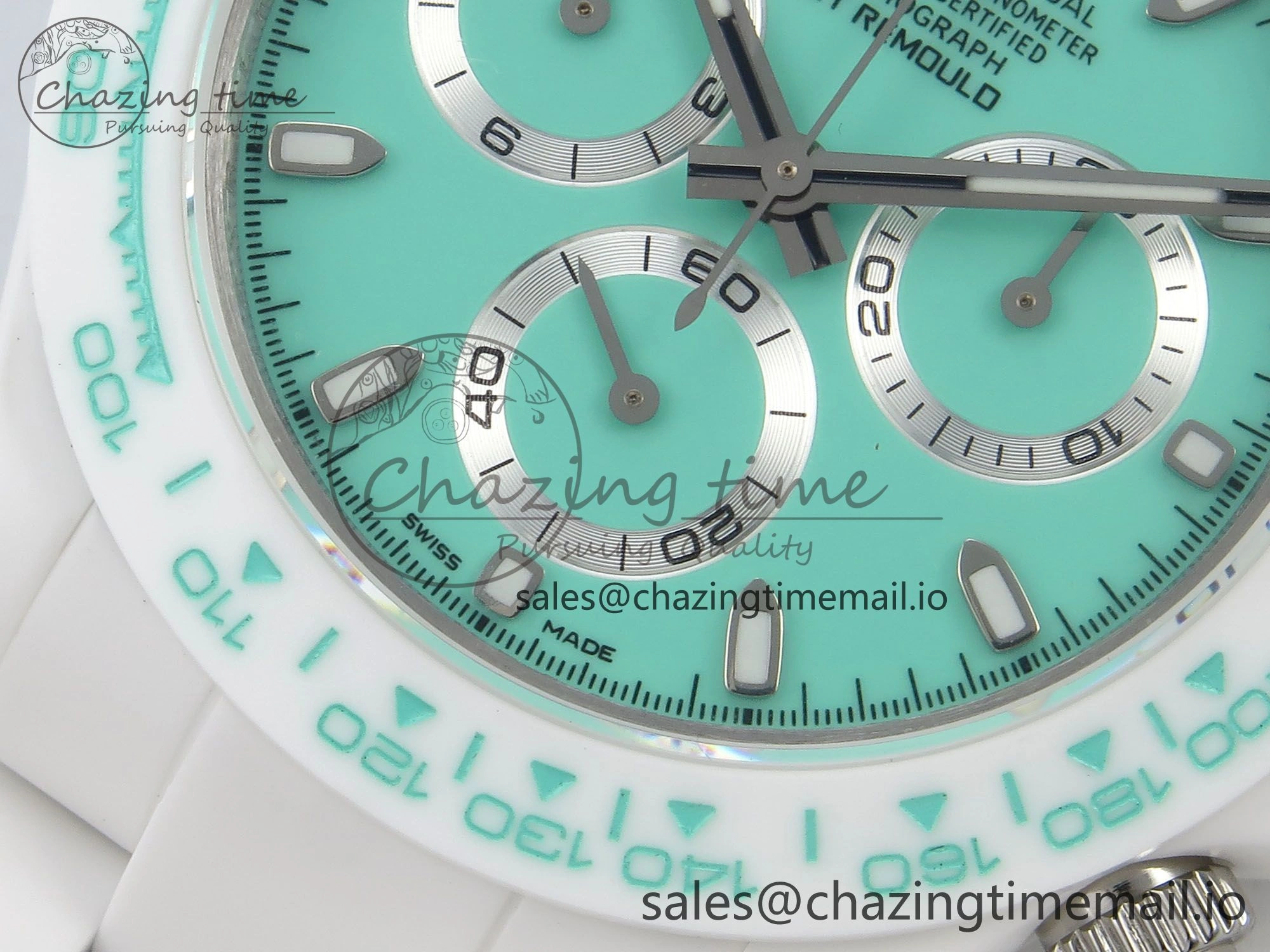 Stylish Daytona AET White Solid Ceramic Case and Bracelet Avocado Green Dial N6F 1:1 Best Edition DD 1172