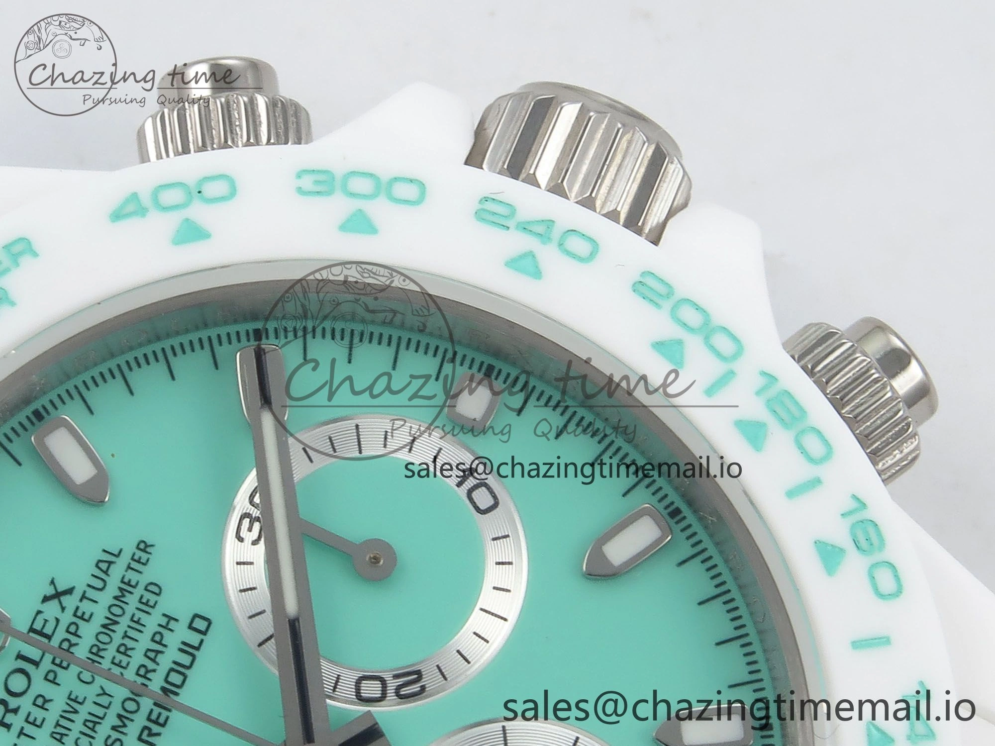 Stylish Daytona AET White Solid Ceramic Case and Bracelet Avocado Green Dial N6F 1:1 Best Edition DD 1172