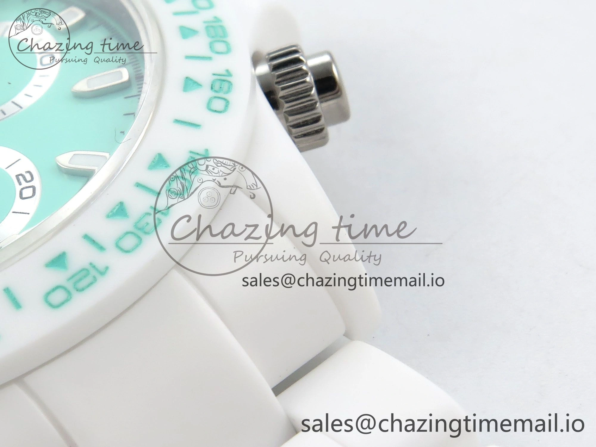 Stylish Daytona AET White Solid Ceramic Case and Bracelet Avocado Green Dial N6F 1:1 Best Edition DD 1172