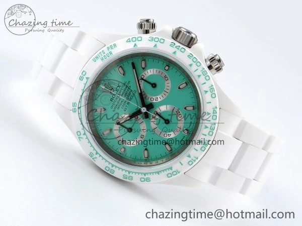 Modern Daytona AET White Solid Ceramic Case and Bracelet Avocado Green Dial ZF 1:1 Best Edition SH 1649